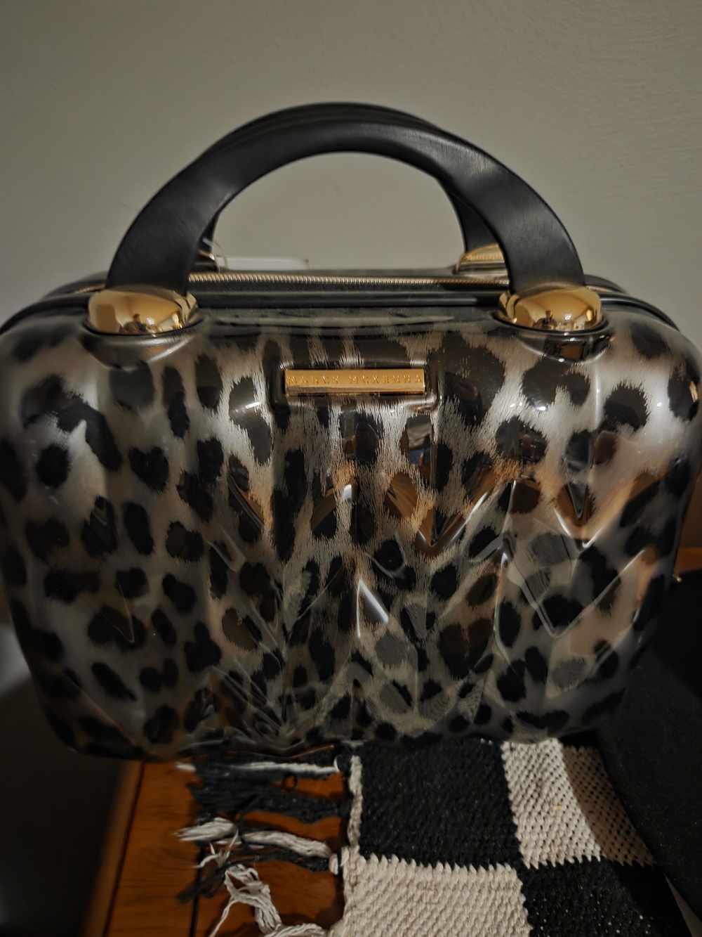 Leopard Print Mini Dome Bag with Gold Accents - Women Mini Bag